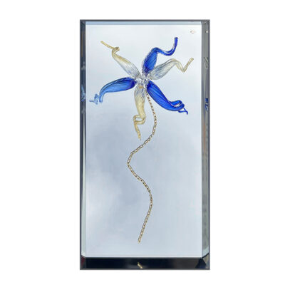 CC1403LAM Gold and Blue Floral Chandelier Mirror 104 x 54 cm